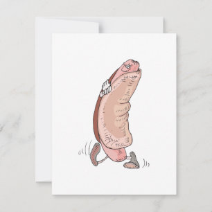 silly hot dog in bun cartoon character