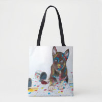 Silly Husky Puppy got into Paint Buckets
