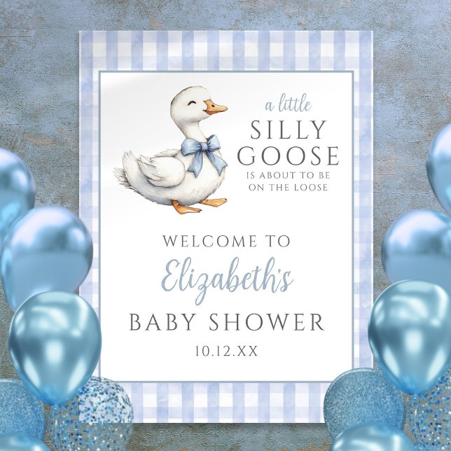 Silly Little Goose Blue Baby Shower Welcome Sign (Silly Little Goose Blue Baby Shower Welcome Sign)