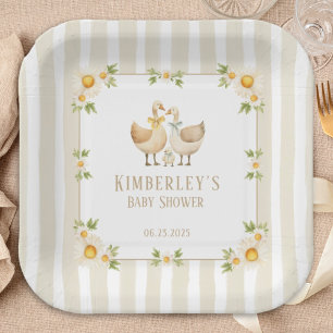 Silly Little Goose Gender Neutral Baby Shower Paper Plate