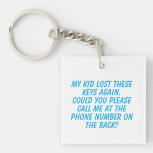 Silly lost keys contact info key ring