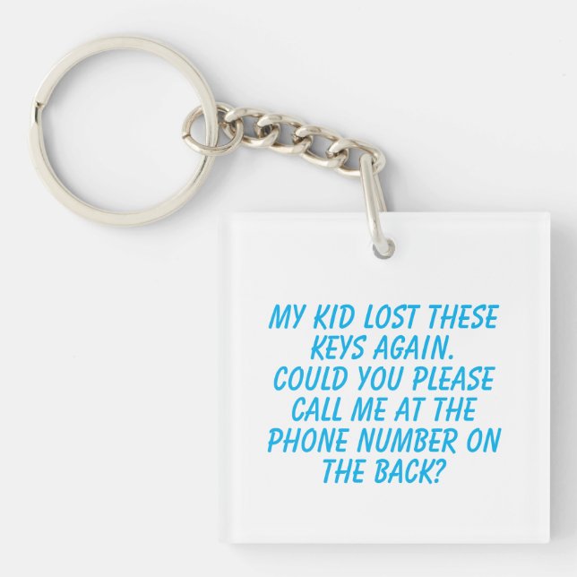 Silly lost keys contact info key ring (Front)