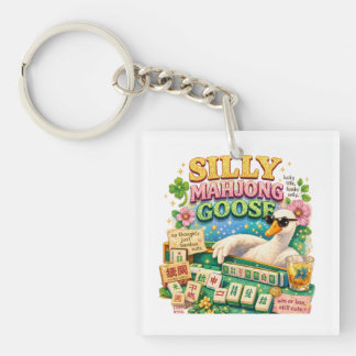 Silly Mahjong Goose Cute Bird Key Ring