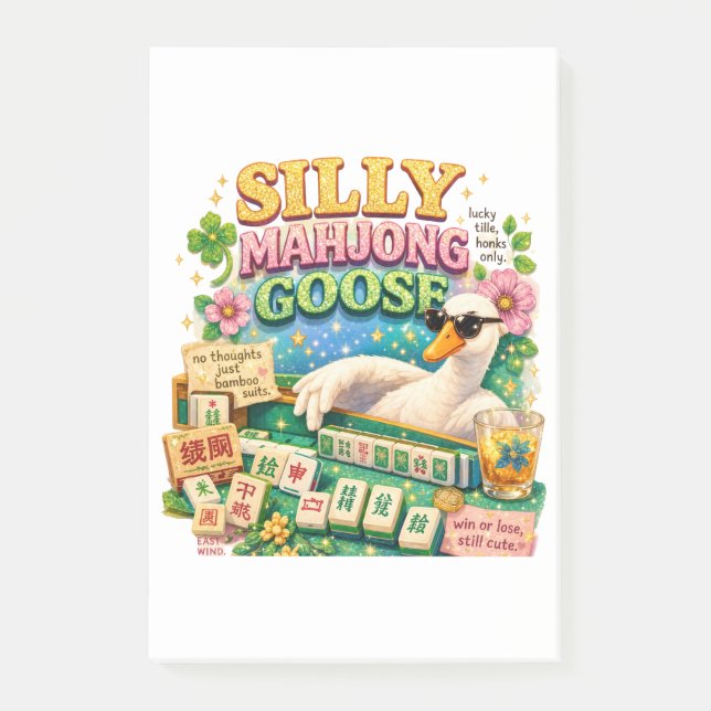 Silly Mahjong Goose Cute Bird Post-it Notes (Front)
