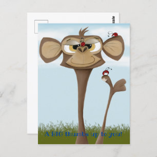 Silly Monkey and Ladybugs Postcard