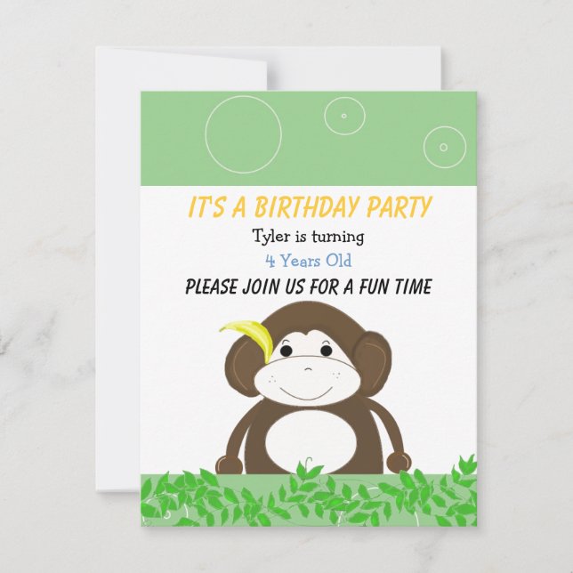 Silly Monkey Birthday Invitation (Front)