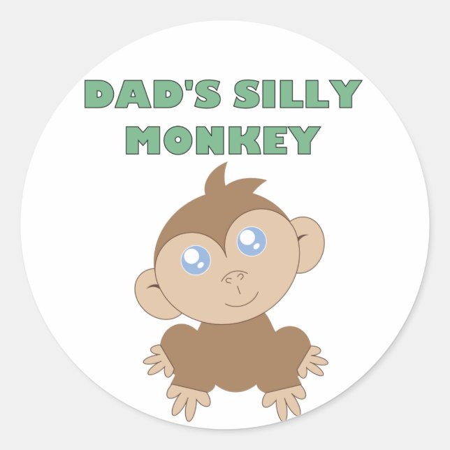 Silly Monkey - Classic Round Sticker, Glossy Sticker (Front)