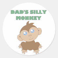 Silly Monkey - Classic Round Sticker, Glossy