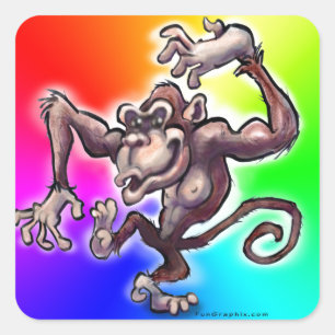 Silly Monkey Square Sticker