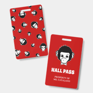 silly monkey Teacher Hall Pass ID Badge