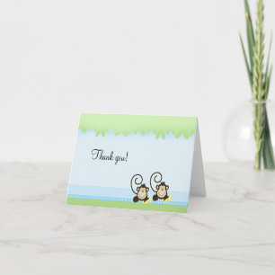Silly Monkeys Twins Folded Thank you notes
