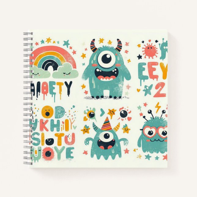  Silly Monster Parade – Colourful Creature Chaos Notebook (Front)