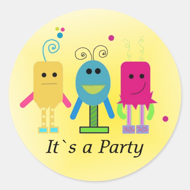 Silly Monsters Party Classic Round Sticker (Front)