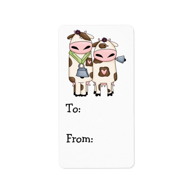 silly moo cow couple cartoon label (Front)