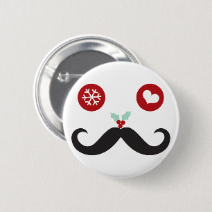 Silly Moustache Cute Funny Face Christmas Holiday 6 Cm Round Badge