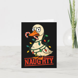 Silly Naughty Goose Christmas Tree Lights Santa Ha Card