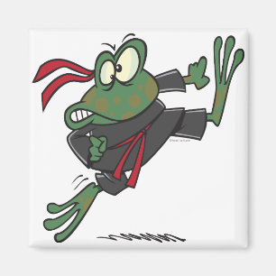 silly ninja frog cartoon magnet