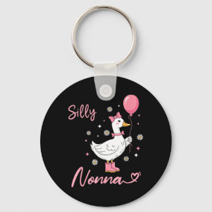 Silly Nonna Cute Goose Grandmother Family Matching Key Ring