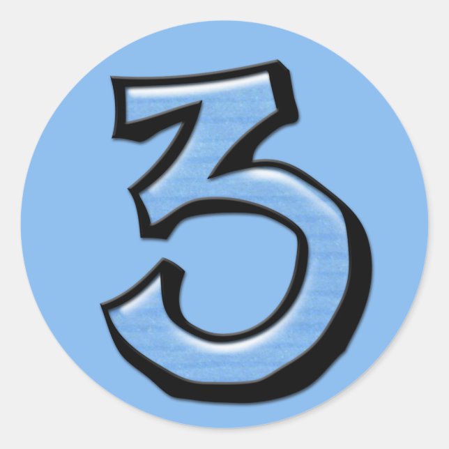 Silly Number 3 blue Sticker (Front)