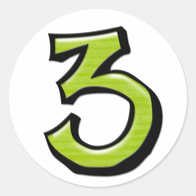 Silly Number 3 green Sticker (Front)