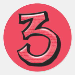 Silly Number 3 red Sticker