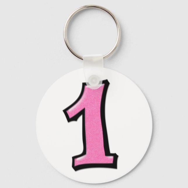 Silly Numbers 1 pink Keychain (Front)