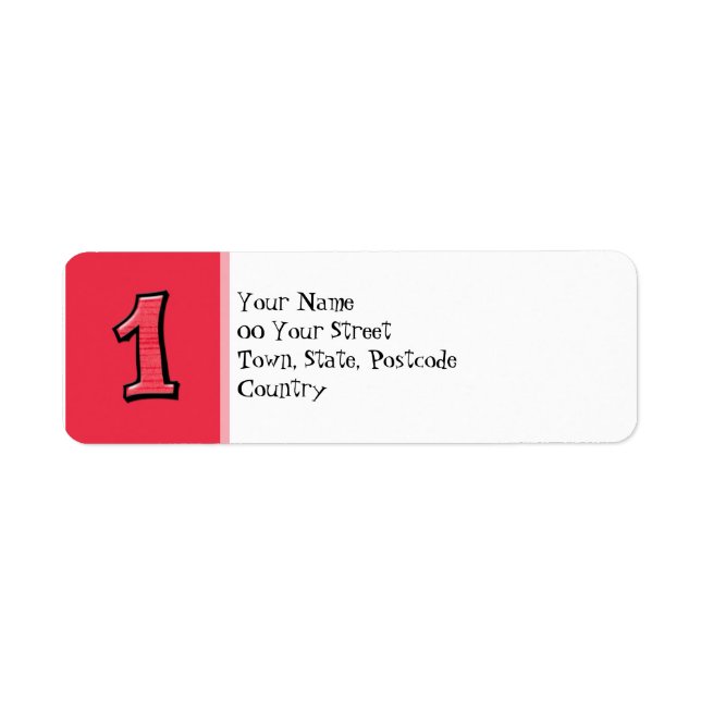 Silly Numbers 1 red Return Address Label (Front)