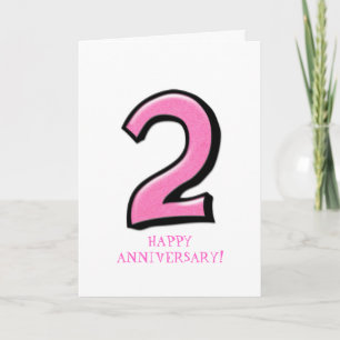 Silly Numbers 2 pink Anniversary Card