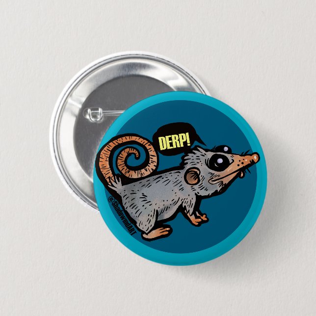silly opossum 6 cm round badge (Front & Back)