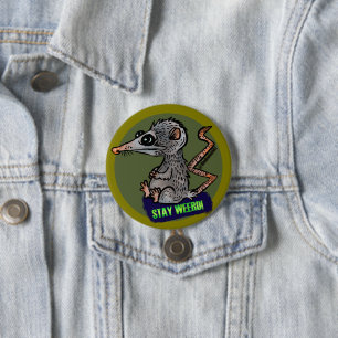 silly opossum 7.5 cm round badge