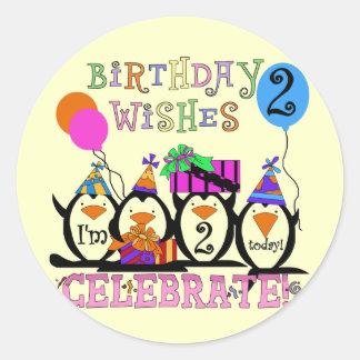 Silly Penguins 2nd Birthday T-shirts and Gifts Classic Round Sticker