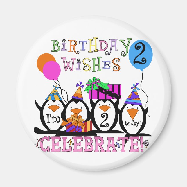 Silly Penguins 2nd Birthday T-shirts and Gifts Magnet (Front)
