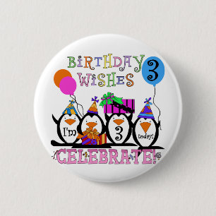 Silly Penguins 3rd Birthday Tshirts and Gifts 6 Cm Round Badge