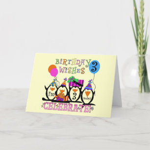 Silly Penguins 3rd Birthday Tshirts and Gifts Card