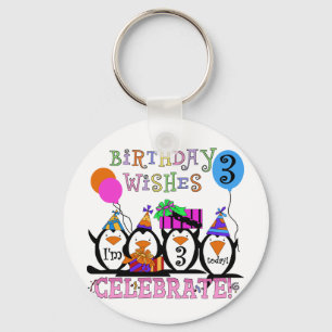 Silly Penguins 3rd Birthday Tshirts and Gifts Key Ring