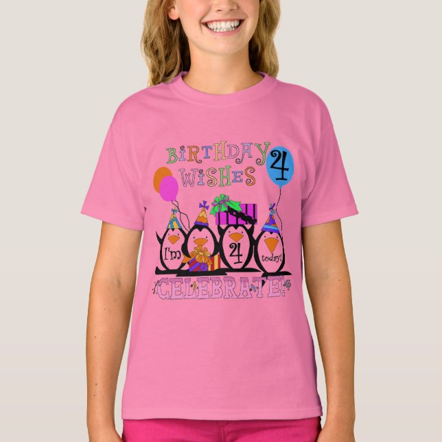 Silly Penguins 4th Birthday T-shirts and Gifts (Front)
