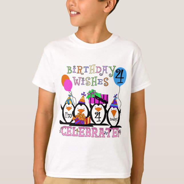 Silly Penguins 4th Birthday T-shirts and Gifts (Front)
