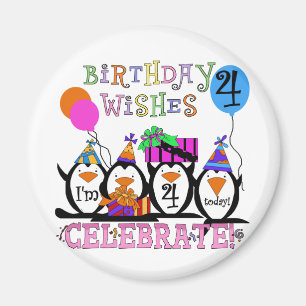 Silly Penguins 4th Birthday T-shirts and Gifts Magnet
