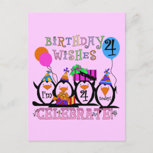 Silly Penguins 4th Birthday T-shirts and Gifts Postcard