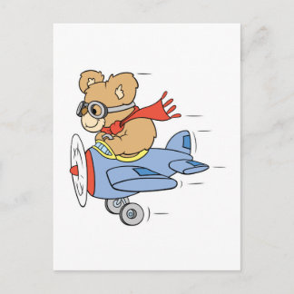 Silly Pilot Bear Postcard