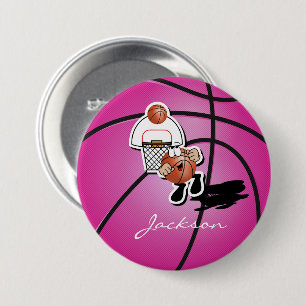 Silly Pink Basketball Guy   Personalised 7.5 Cm Round Badge