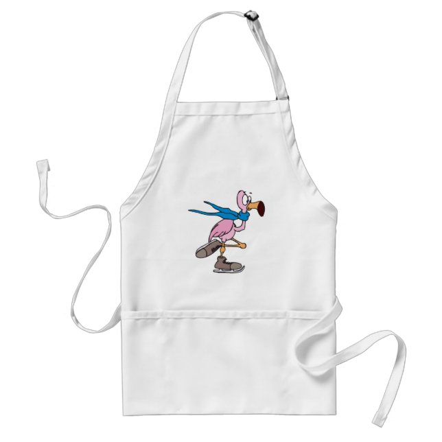 silly pink flamingo ice skating standard apron (Front)