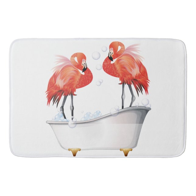 Silly Pink Flamingos in the Bath Mat (Front)