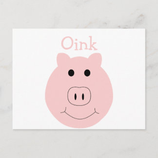 Silly pink pig postcard