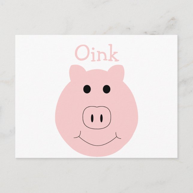 Silly pink pig postcard (Front)