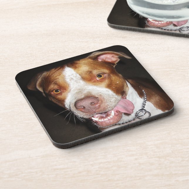 Silly Pitbull Portrait Coaster (Left Side)
