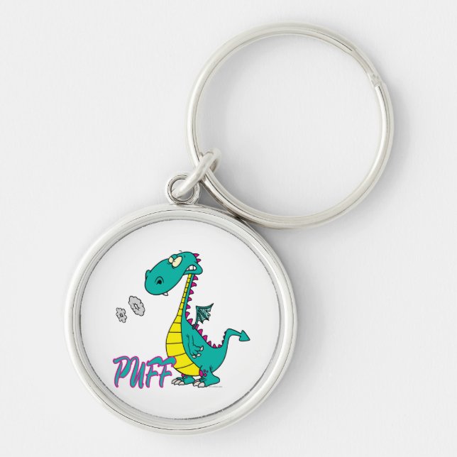 silly puff dragon cartoon character key ring (Front)