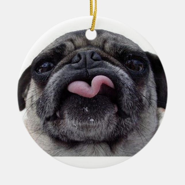 SILLY PUG CHRISTMAS ORNAMENT (Front)