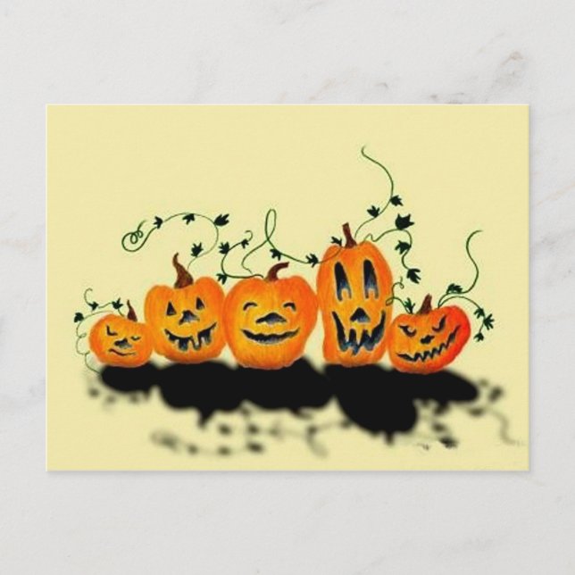 Silly Pumpkins Halloween Postcard (Front)
