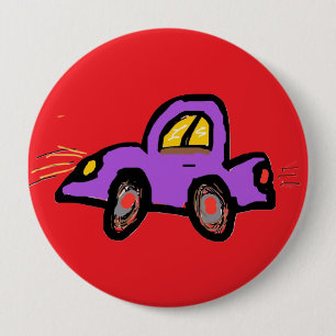 Silly Purple Car Hand Drawn Art 10 Cm Round Badge